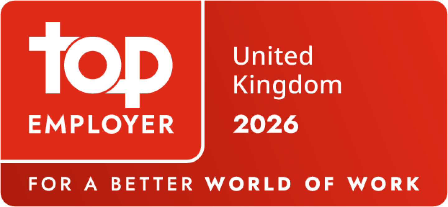 Top Employer United Kingdom 2026 logo in red